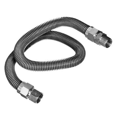 Flextron Gas Line Hose 5/8'' O.D.x30'' Length 3/4" FIPx1/2" MIP Fittings, Stainless Steel Flexible Connector FTGC-SS12-30Q